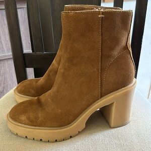 Dolce Vita Women’s Suede Platform Side Zip Boots Lug Sole Brown Size 8.5